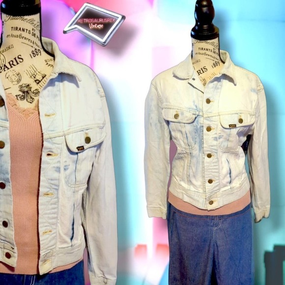 Vintage Totally 80s Lee Patd 153438 Acid Washed Denim Jean Jacket, medium - Picture 1 of 10